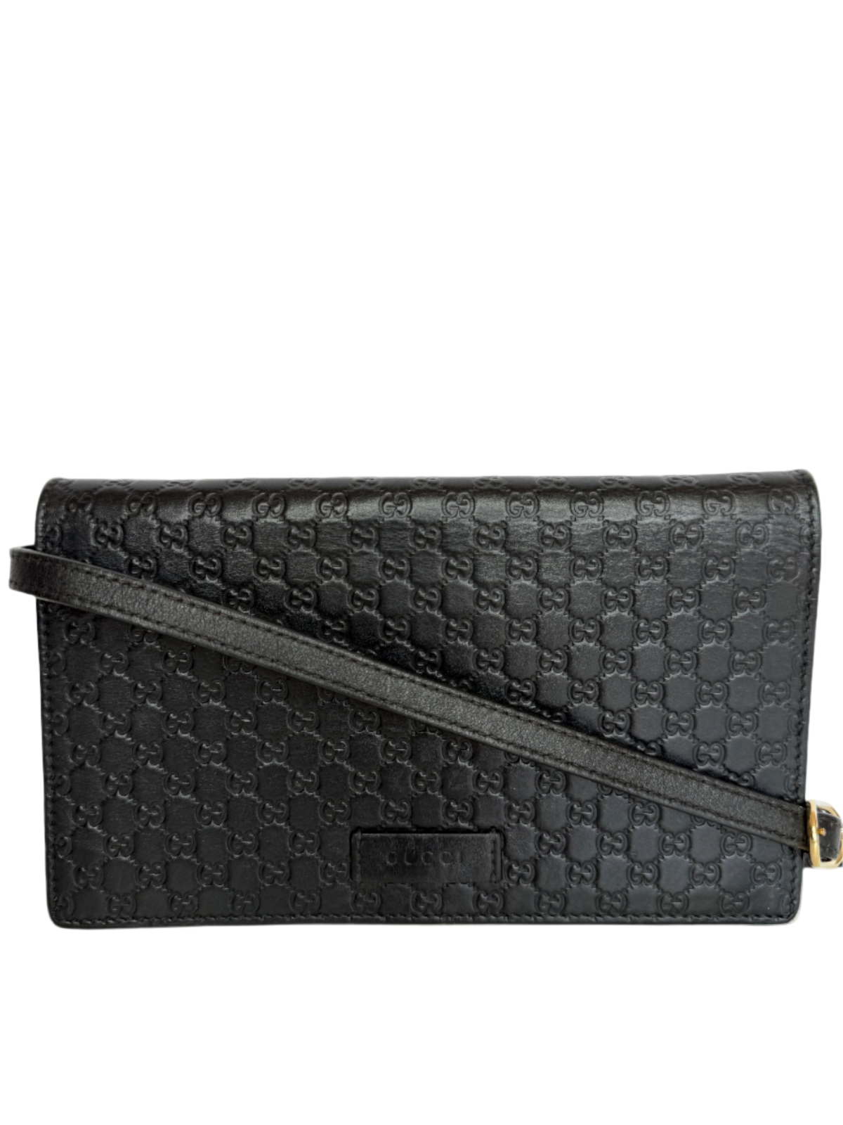 Gucci Black Microguccissima Wallet on Strap Crossbody Bag