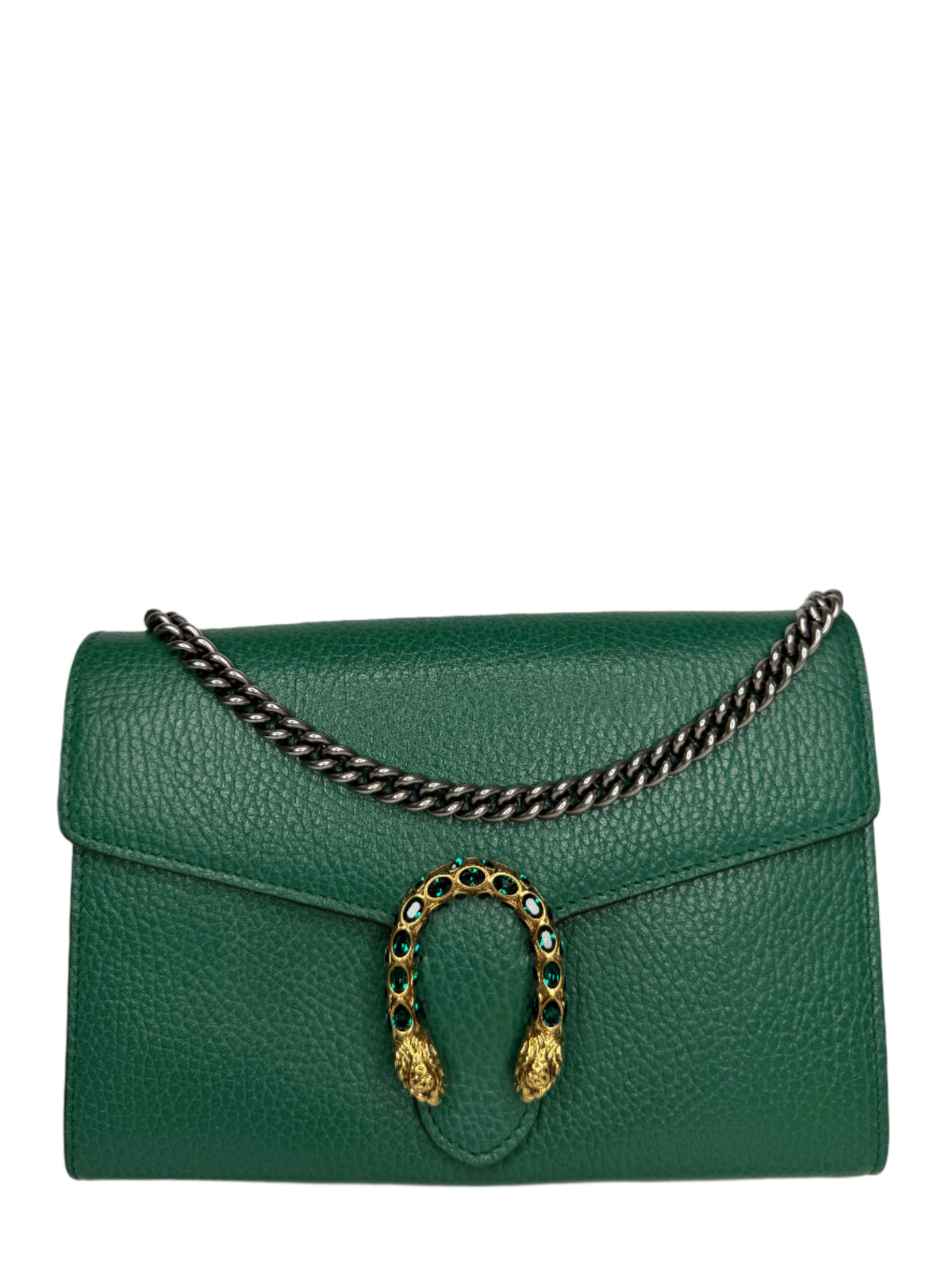 Gucci Emerald Green Leather Dionysus Wallet On Chain