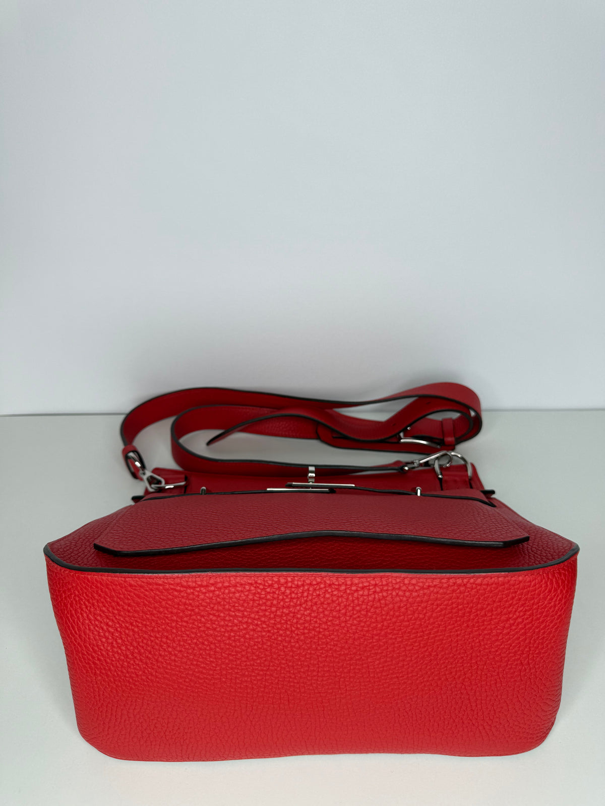 Hermes Jypsiere 28 Rouge Casaque Clemence Leather Palladium Hardware