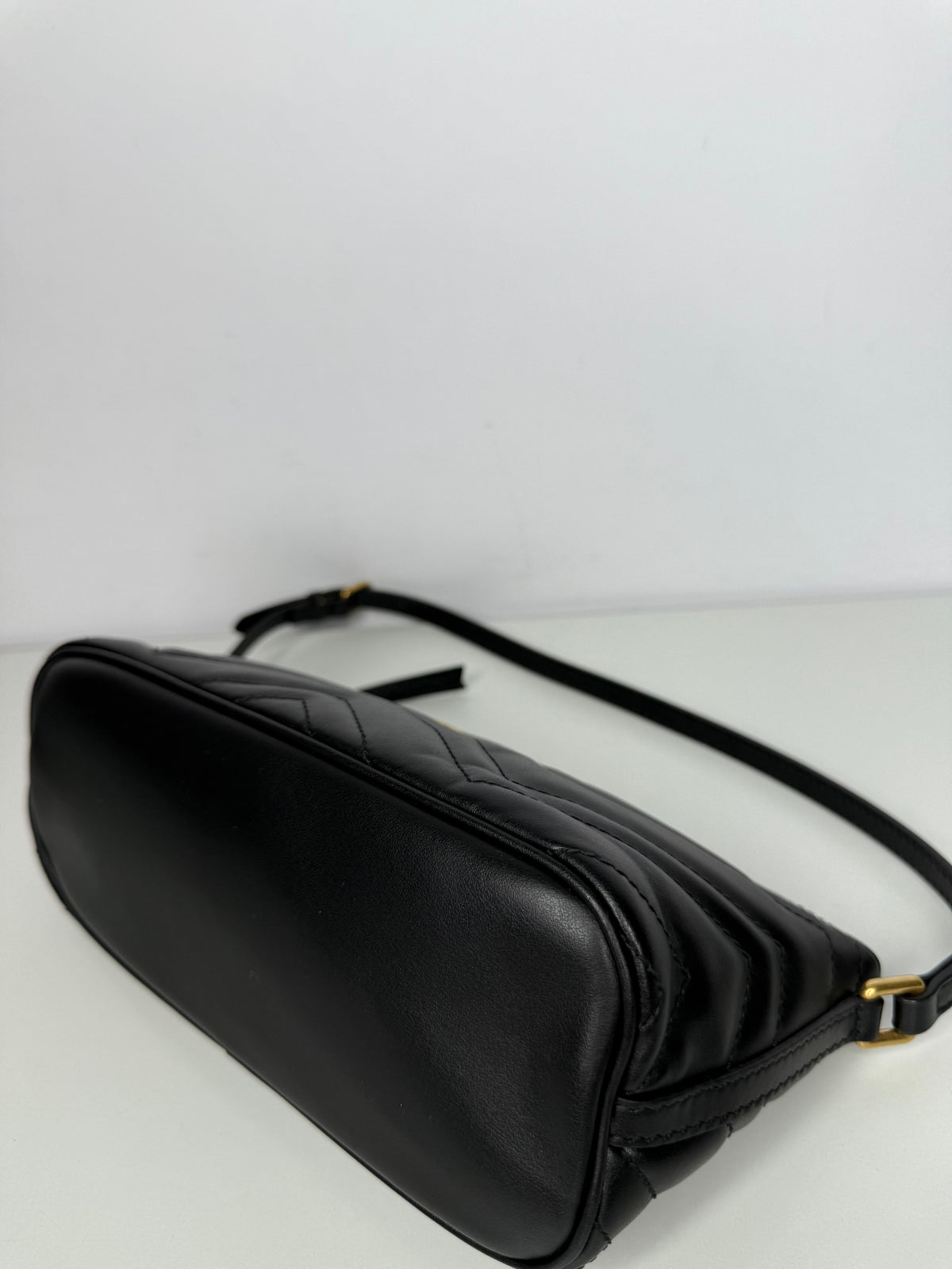 Gucci GG Marmont Black Matelassé Leather Pochette