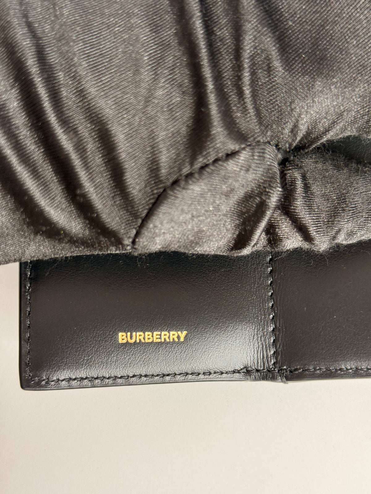 Burberry Black Grained Leather TB Compact Lark Wallet