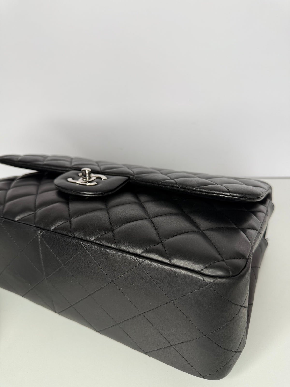 Chanel Classic Jumbo Double Flap Black Lambskin Shoulder Bag