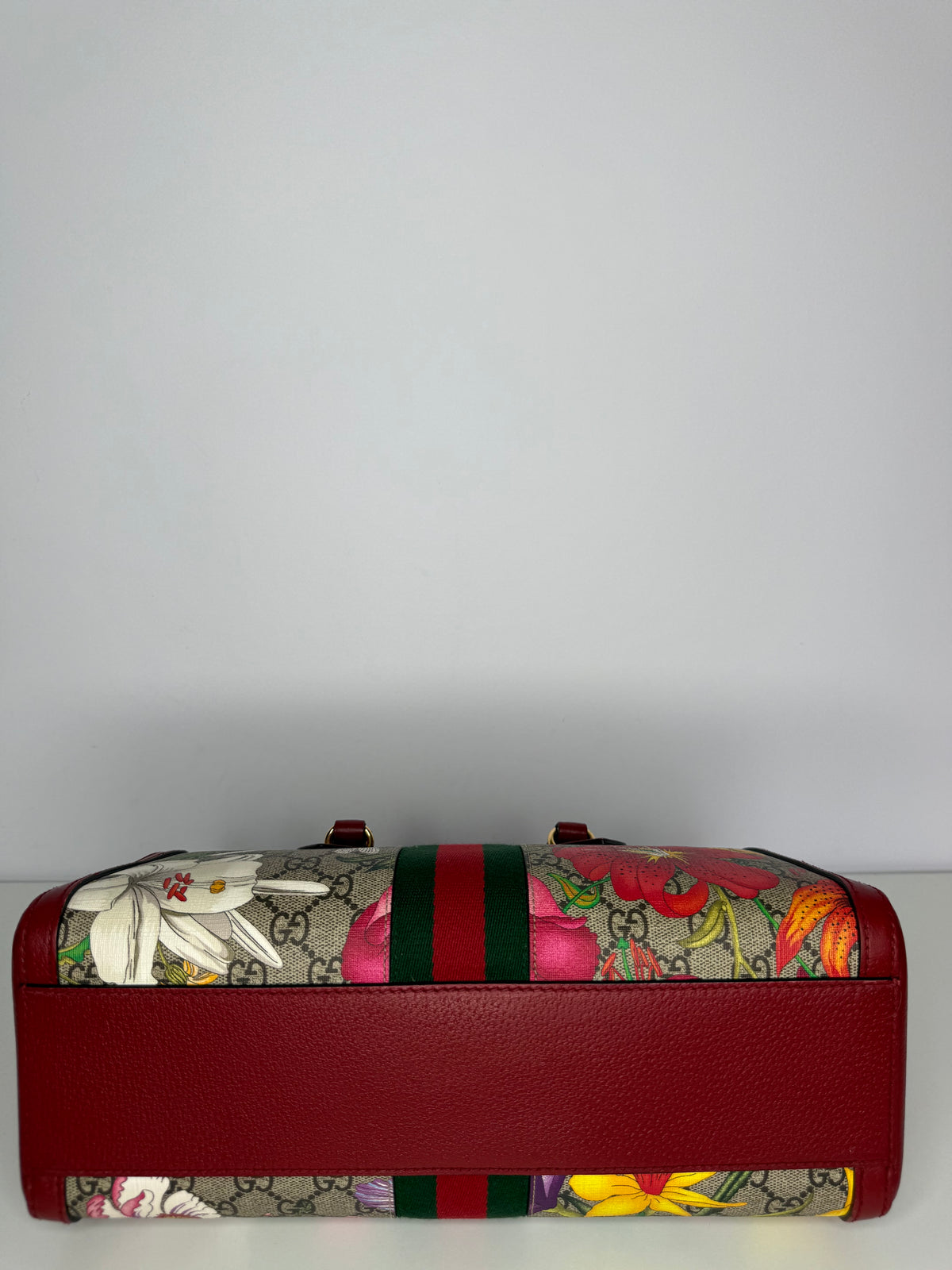 Gucci Ophidia Flora GG Coated Canvas Boston Bag