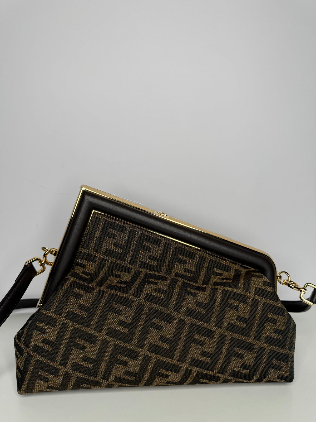 Fendi First Midi Brown FF Jacquard Bag