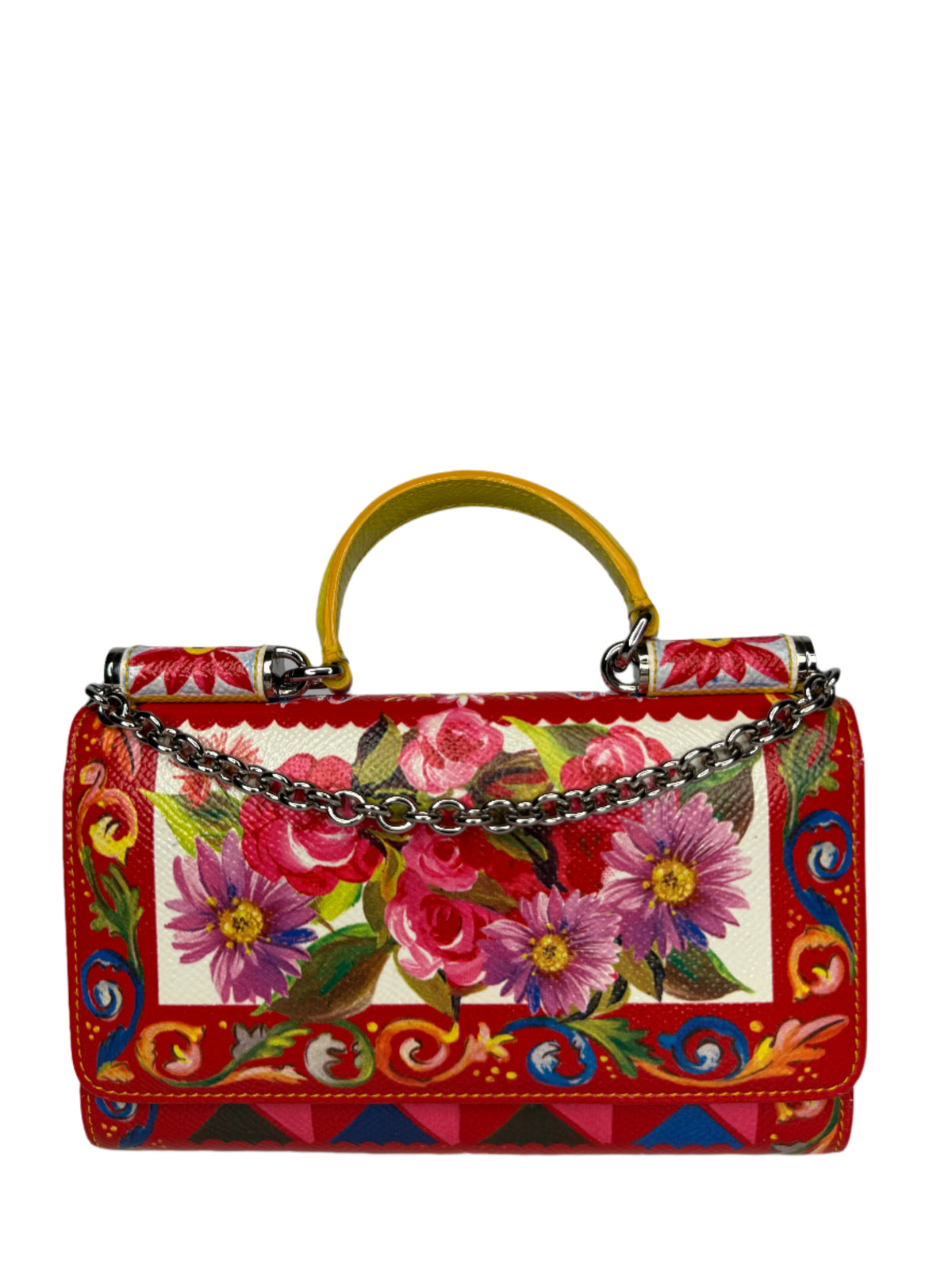 Dolce Gabbana Multicolor Printed Leather Miss Sicily Von Wallet on Chain