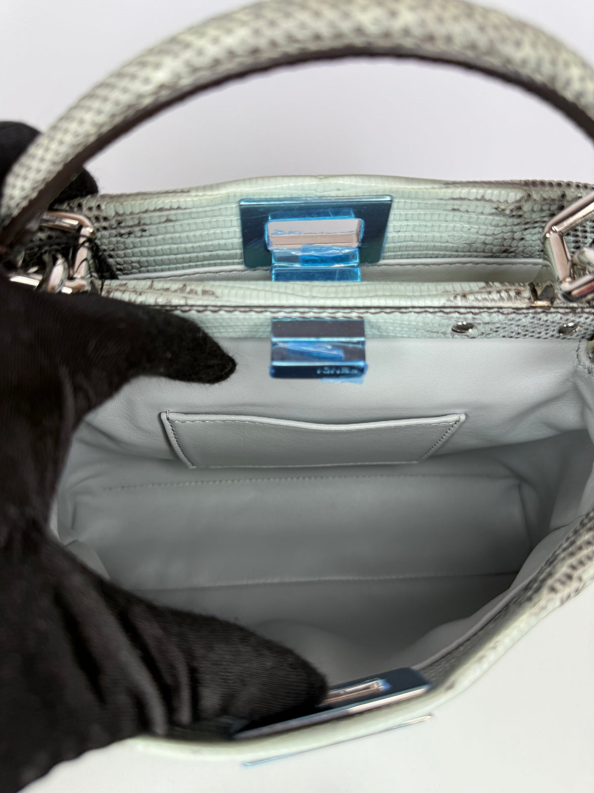 Fendi Iconic Peekaboo Mini Blue Gradient Lizard Skin Bag