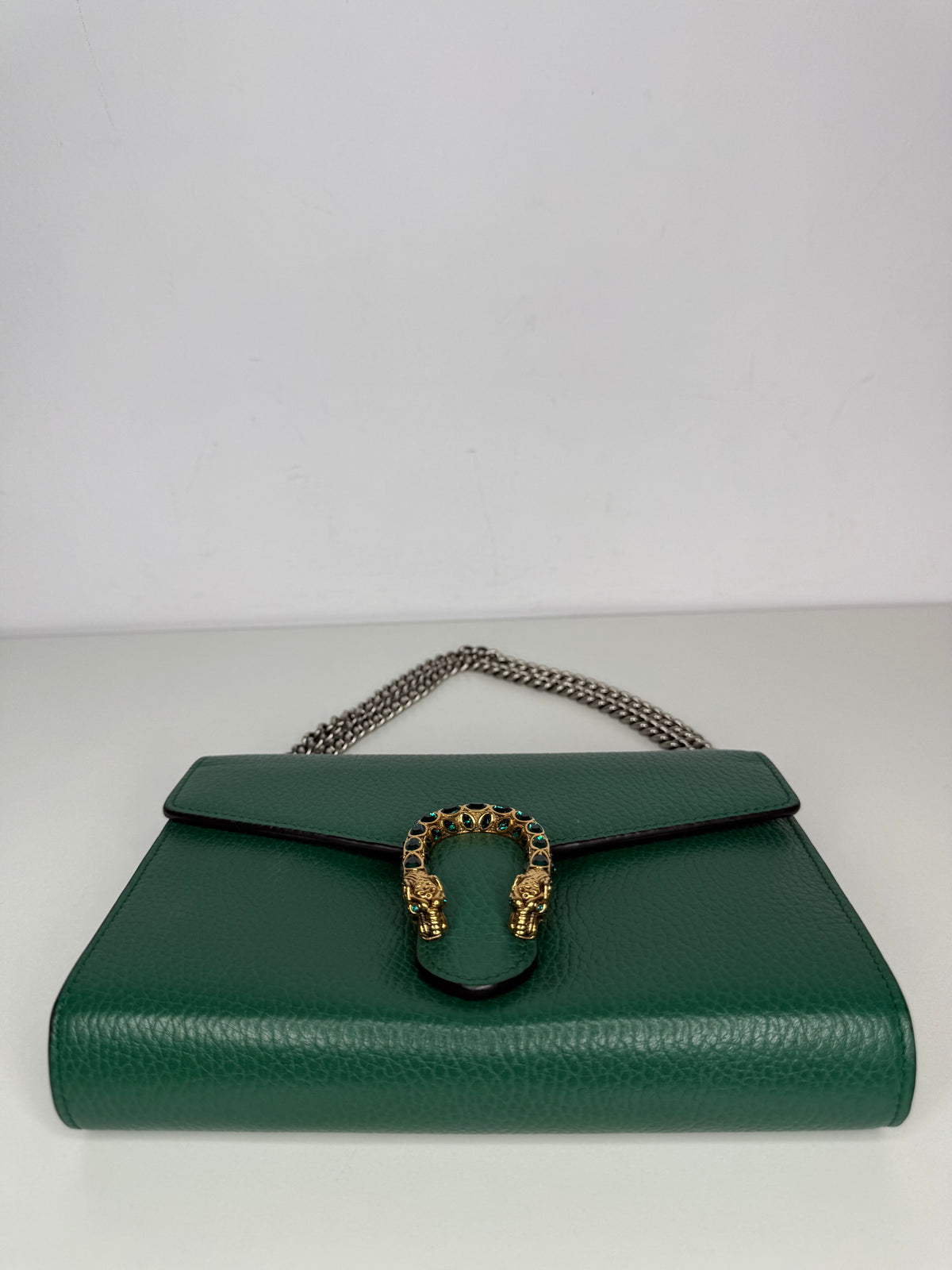 Gucci Emerald Green Leather Dionysus Wallet On Chain
