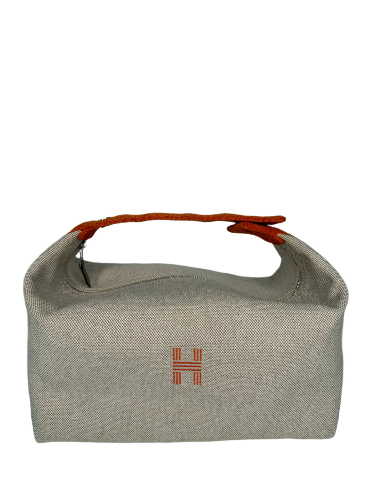 Hermes Canvas Large Bride-A-Brac Pouch Natural Orange
