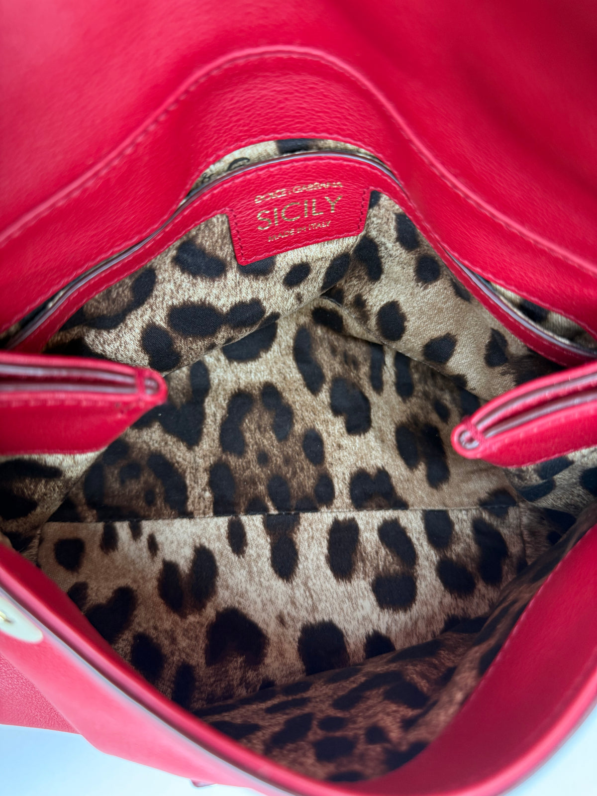 Dolce Gabbana Red Soft Leather Medium Sicily Bag