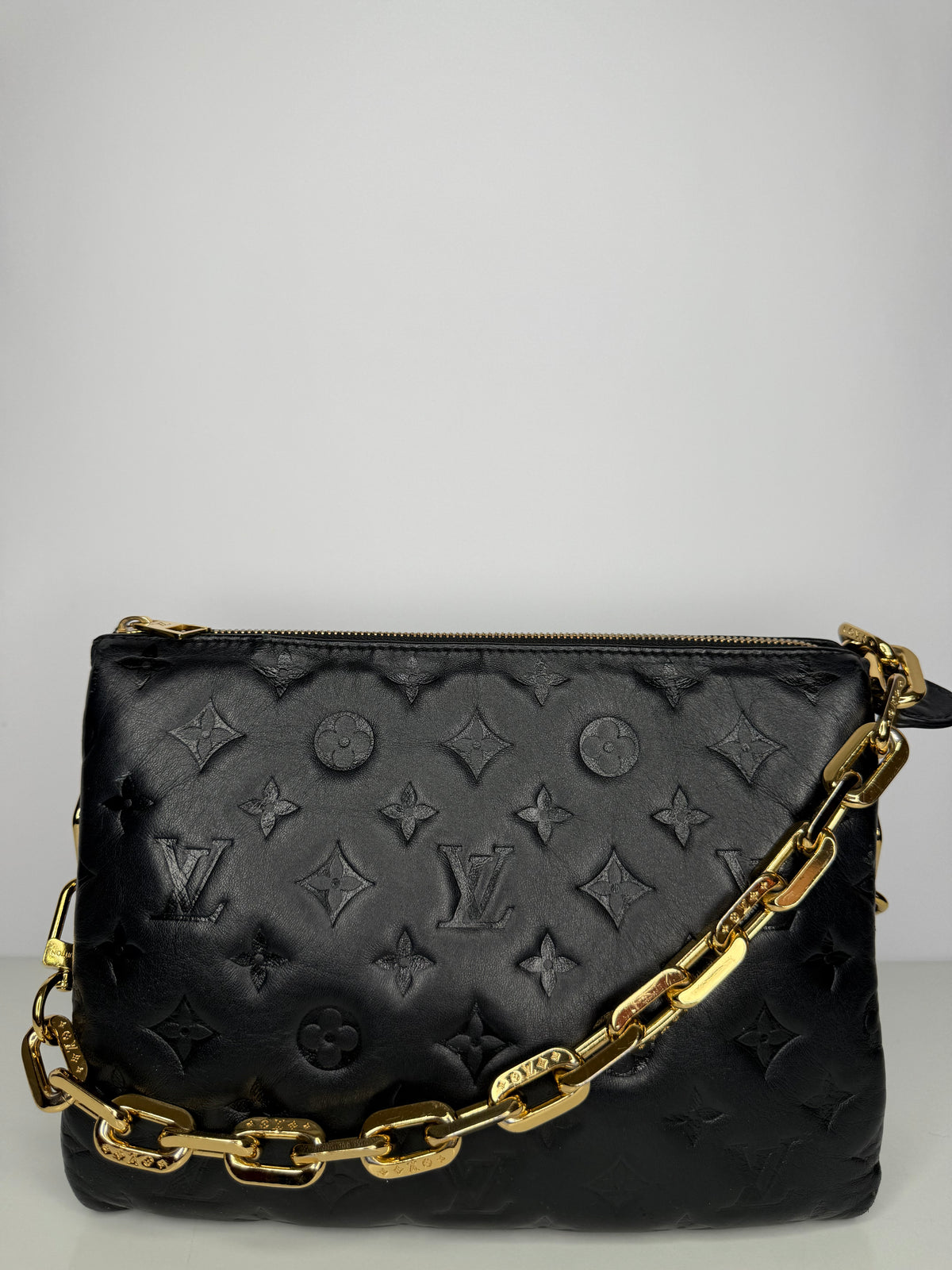 Louis Vuitton Coussin PM Black Monogram Embossed Puffy Lambskin