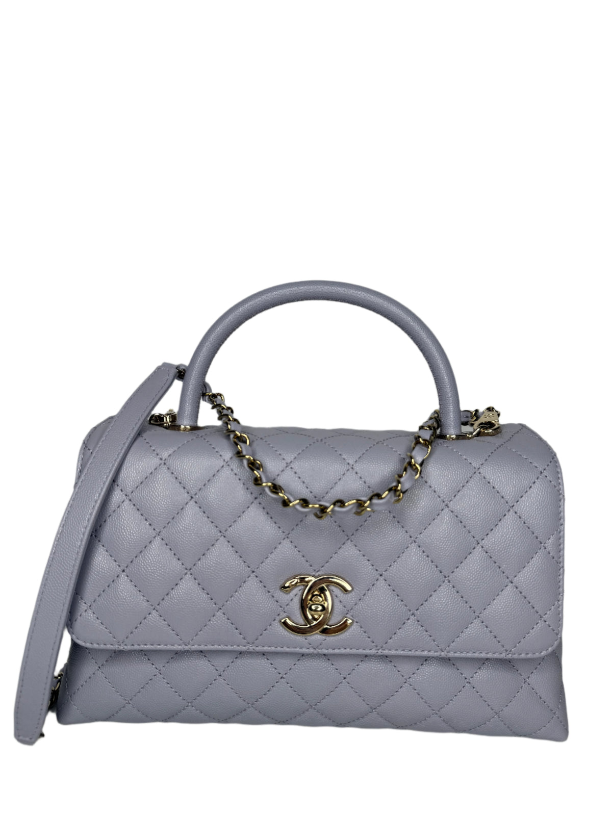 Chanel Caviar Quilted Small Coco Handle Flap Light Purple