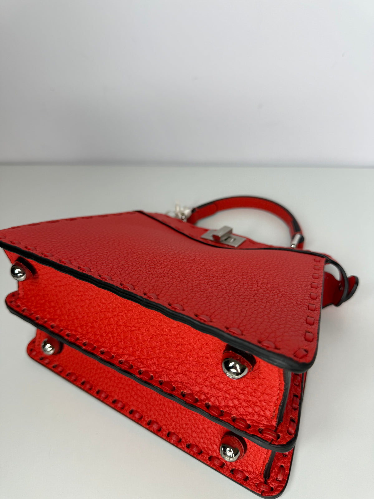 Fendi Peekaboo ISeeU Petite Orange Selleria with 306 Hand-sewn Topstitches