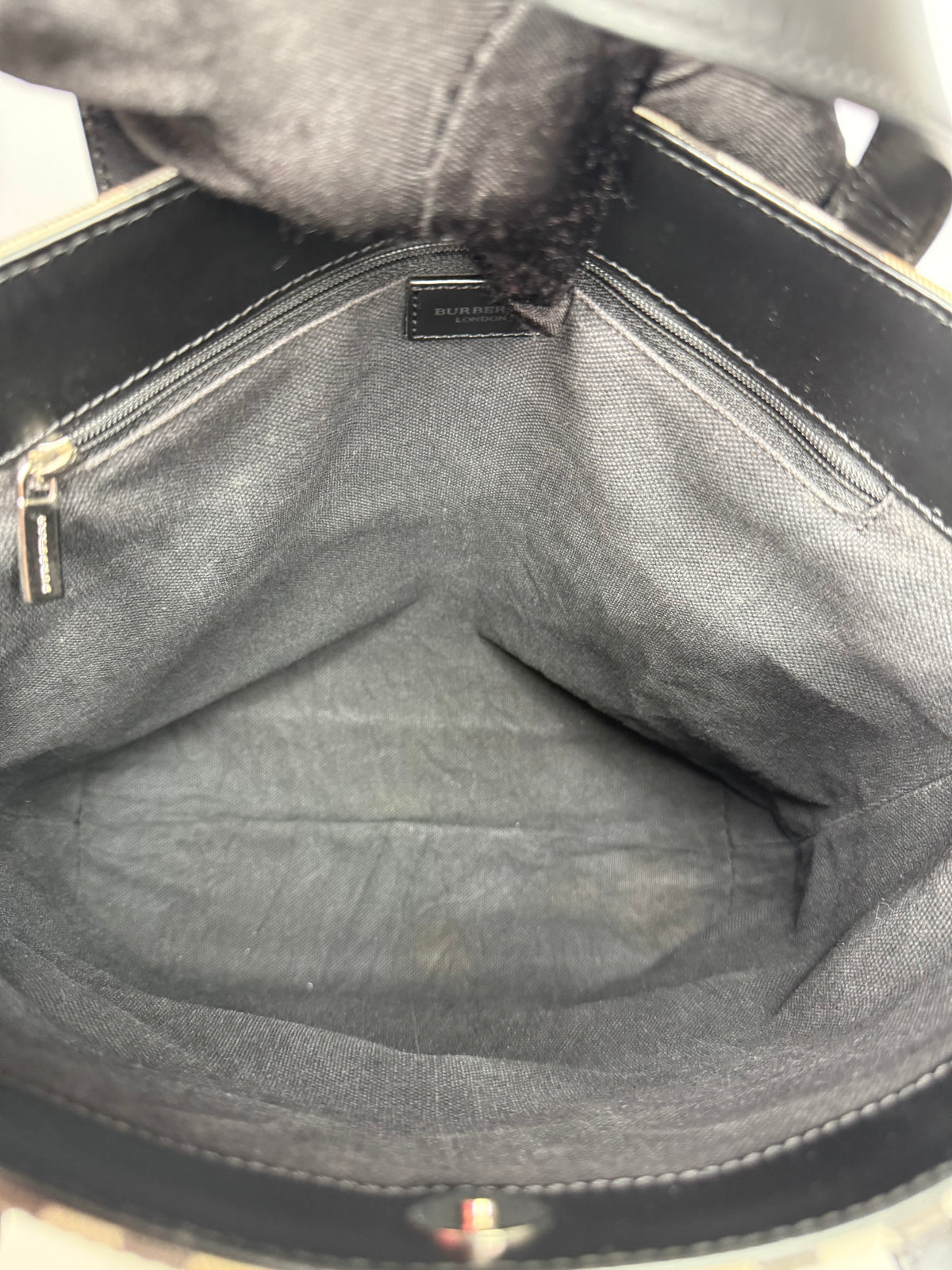 Burberry Beige House Check Canvas And Leather Tote