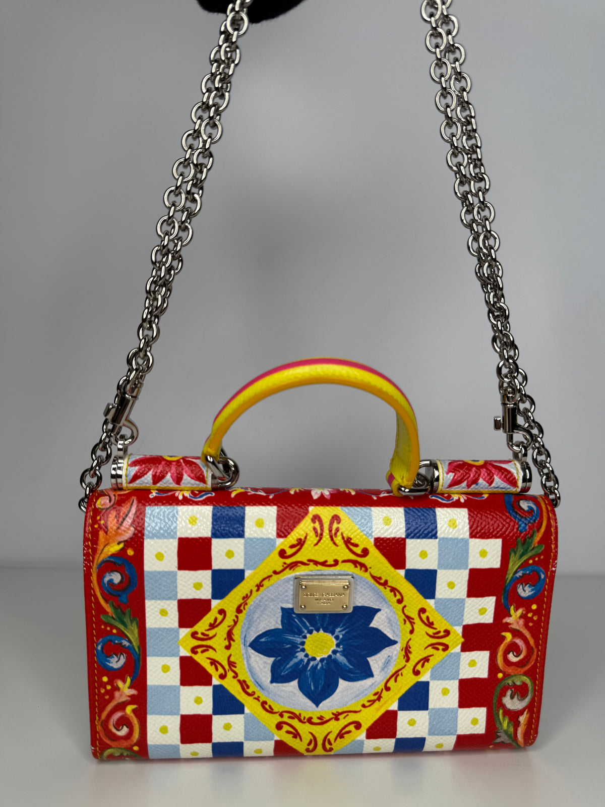 Dolce Gabbana Multicolor Printed Leather Miss Sicily Von Wallet on Chain