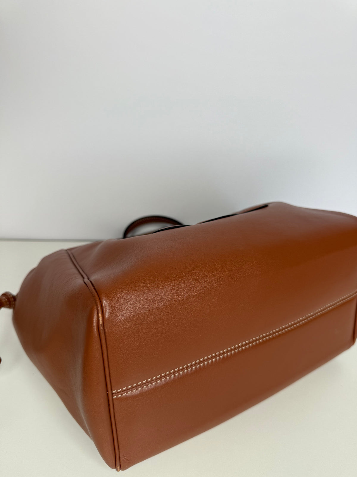 Celine Smooth Calfskin Cuir Small Triomphe Cabas Drawstring Tan