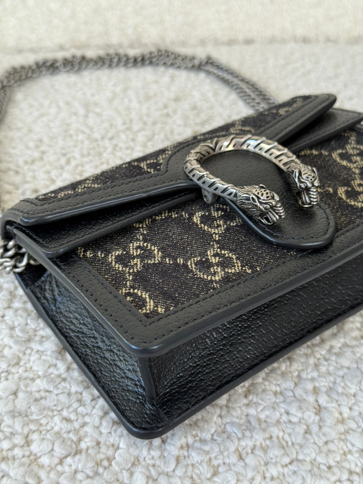Gucci GG Black Denim Super Mini Dionysus Crossbody Bag