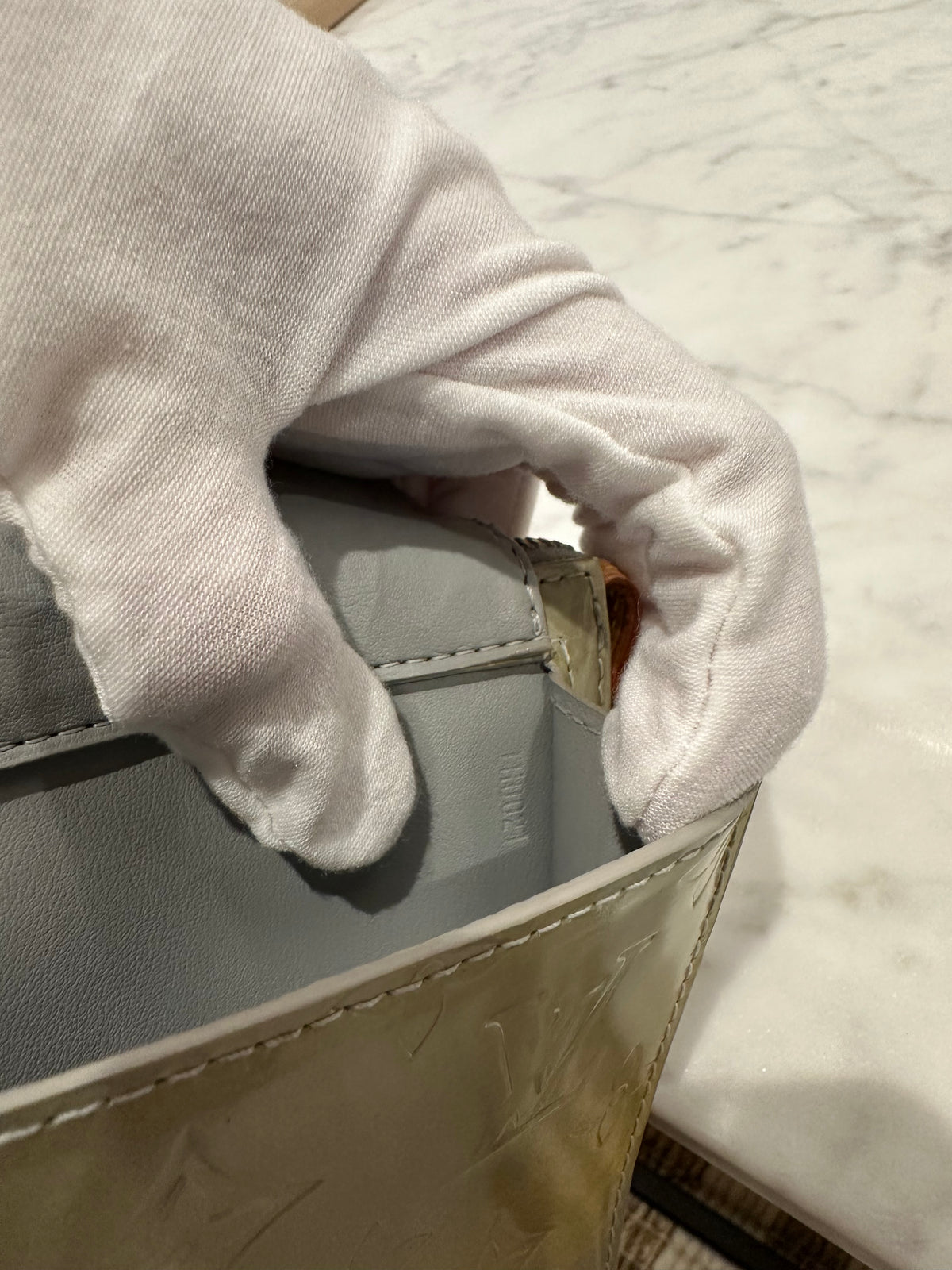 Louis Vuitton Silver Monogram Vernis Mott Bag