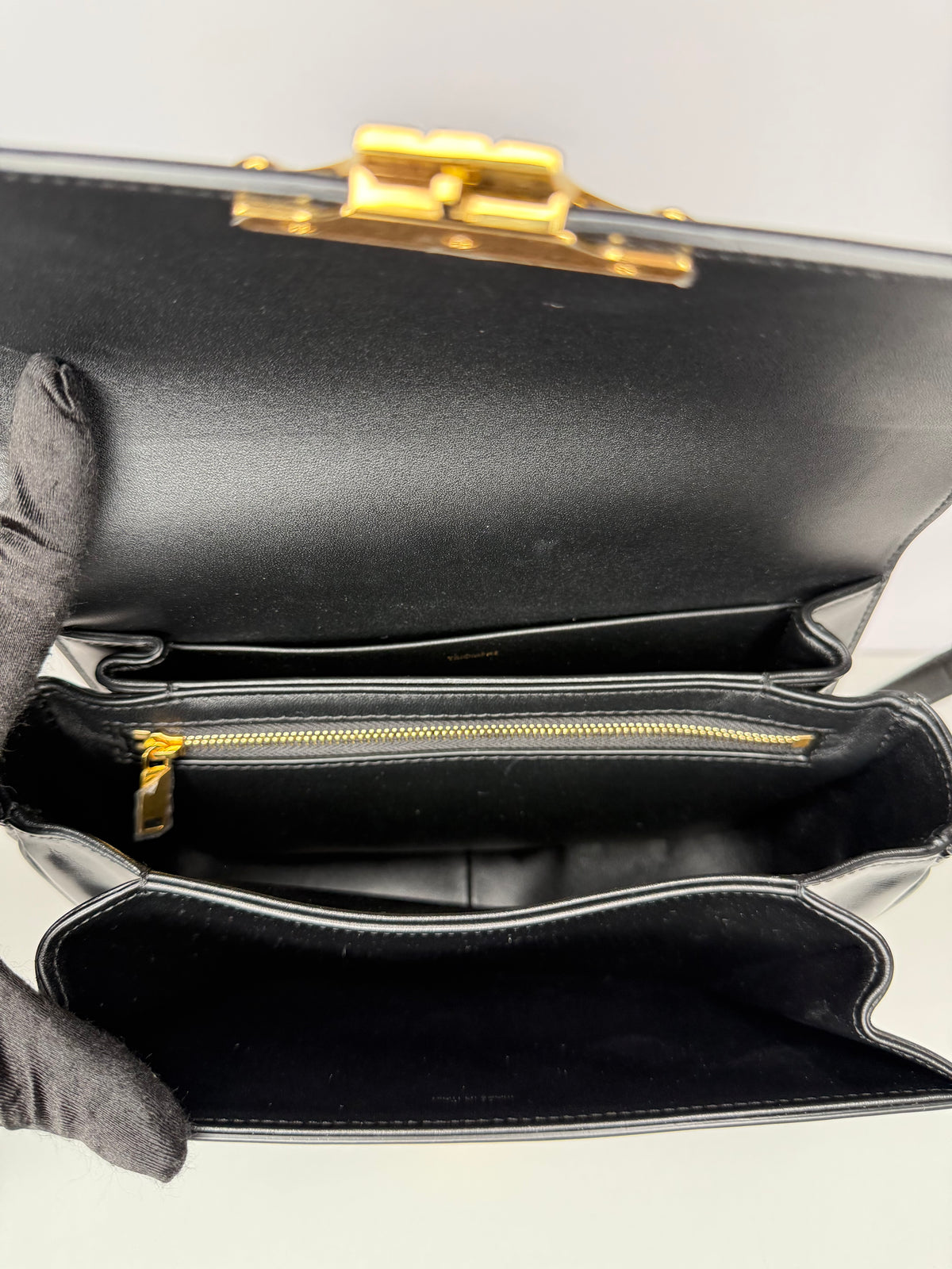 Celine Classique Triomphe Bag in Black Shiny Calfskin