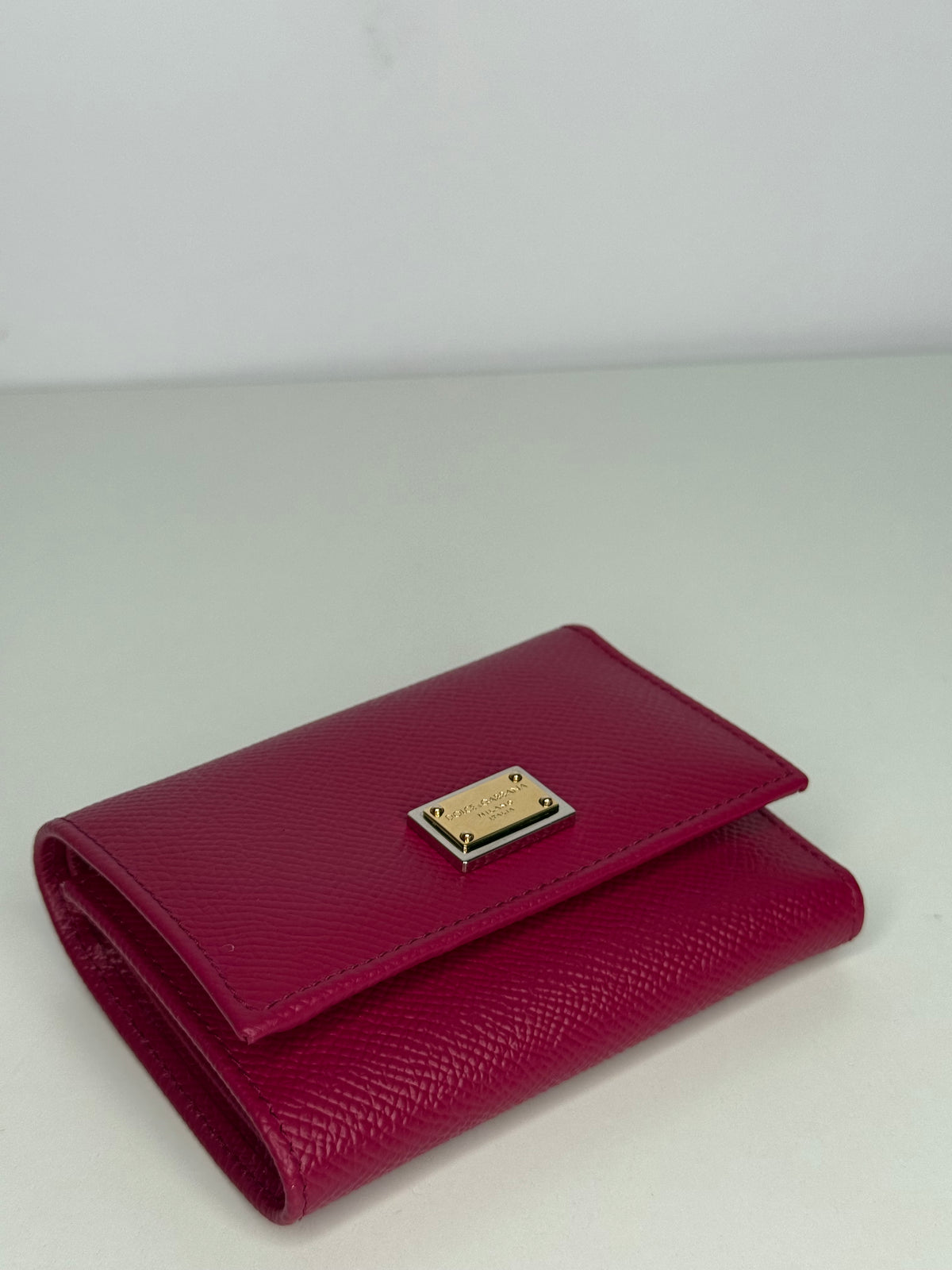 Dolce Gabbana Dauphine Calfskin French-Flap Wallet in Fuchsia