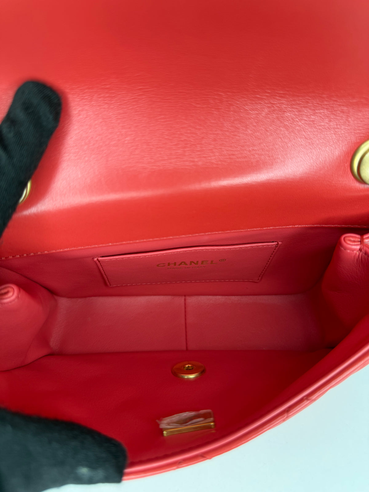 Chanel Paris–Monaco Cruise 2023 Coral Red Lambskin Crystal Flap Bag