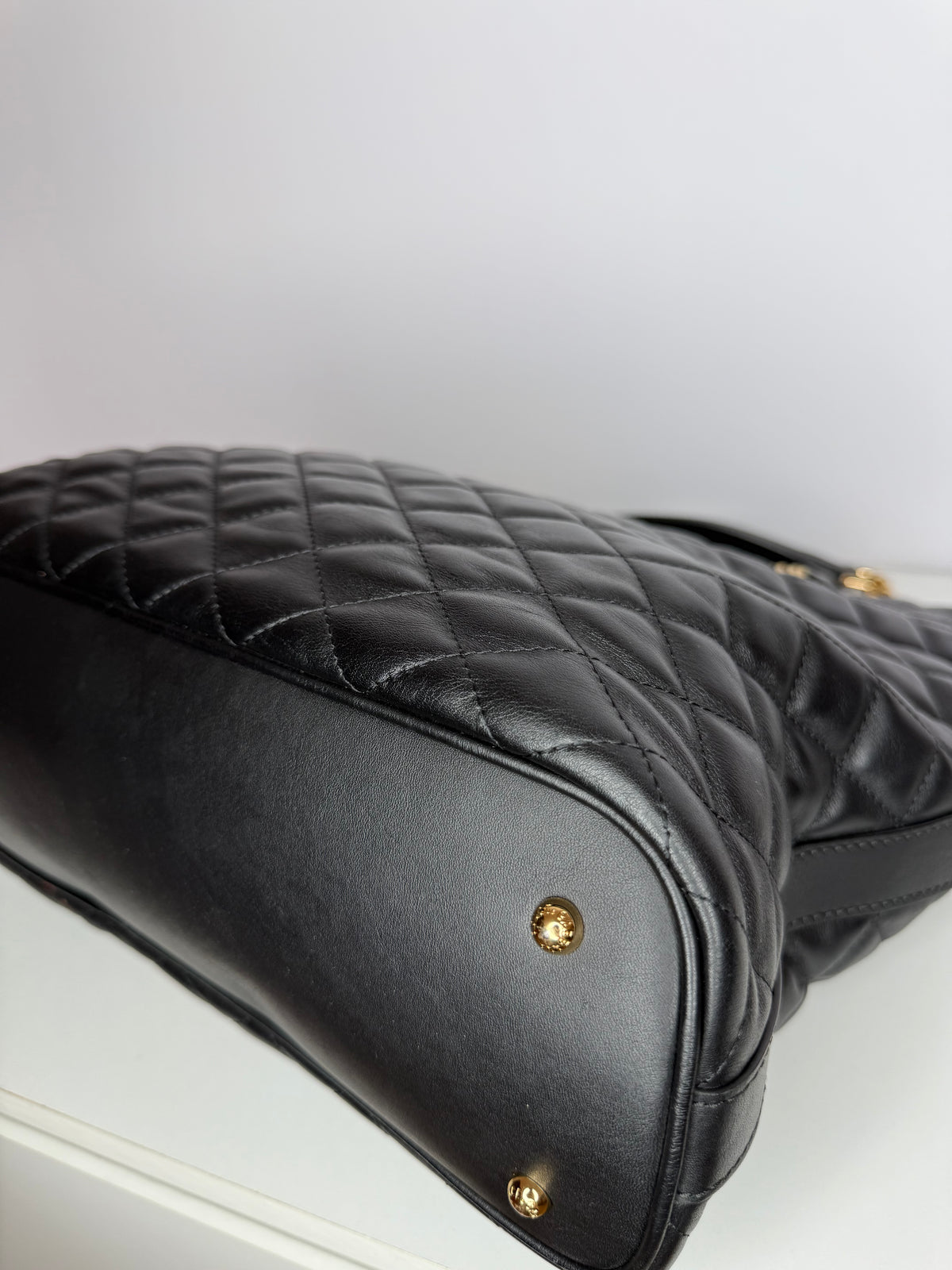 Dolce Gabbana Black Calfskin Quilted Tote Bag