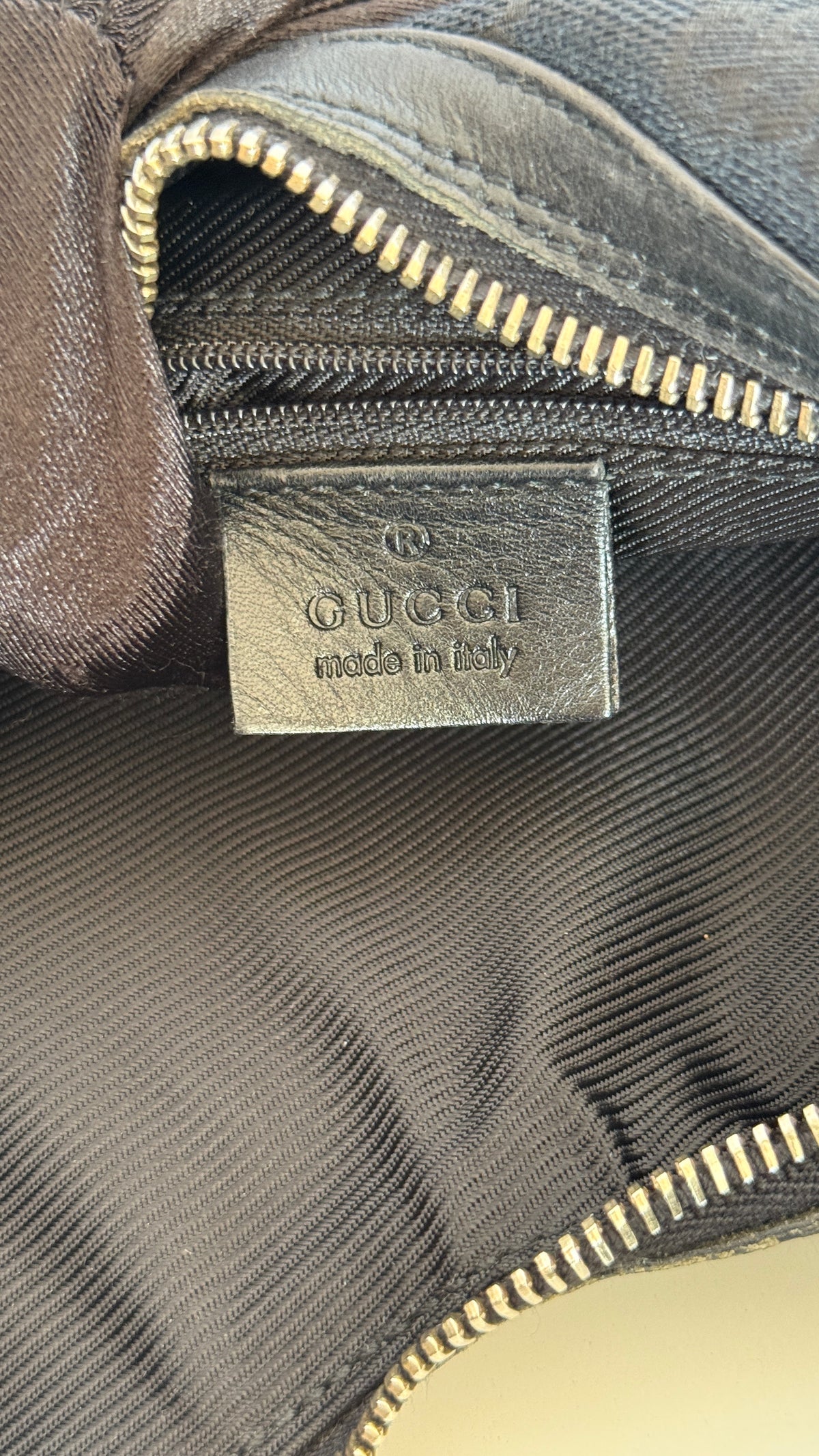 Gucci One Shoulder Bag Black GG Canvas Hobo Bag