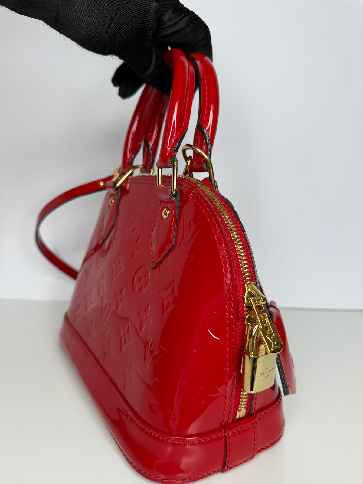 Louis Vuitton Alma BB Red Monogram Vernis Leather