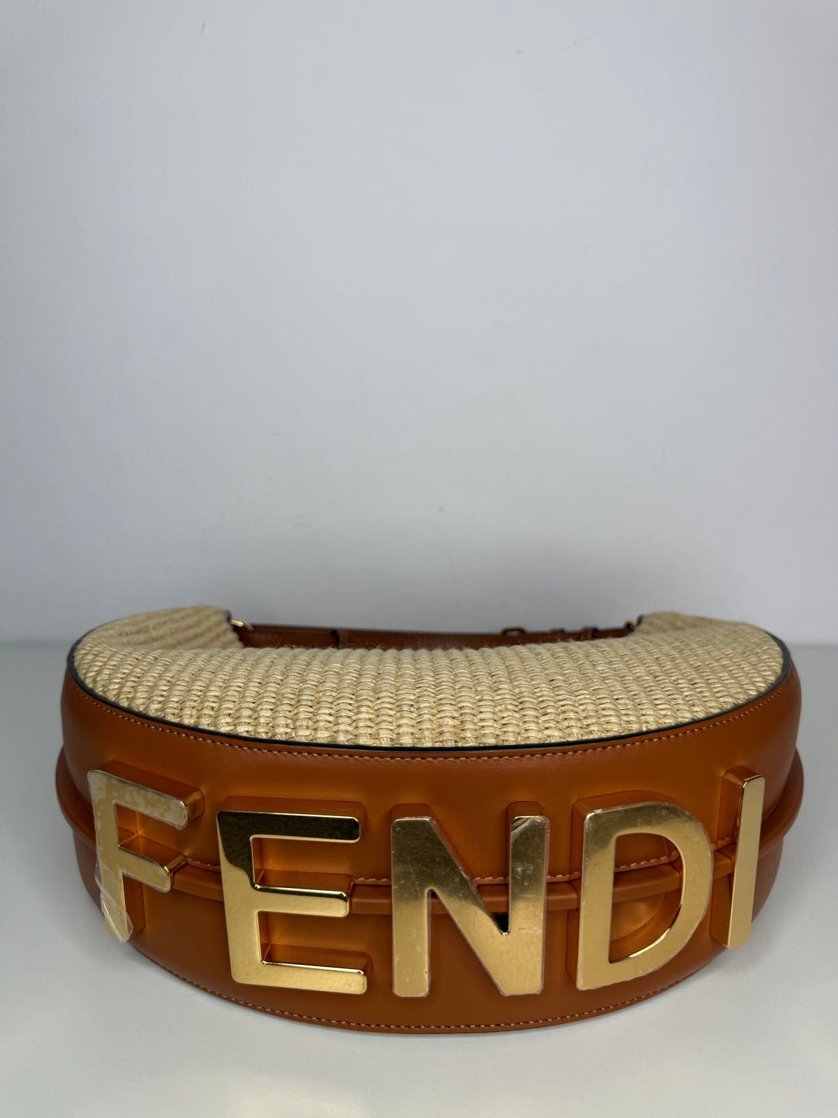 Fendi Fendigraphy Small Straw Hobo Bag