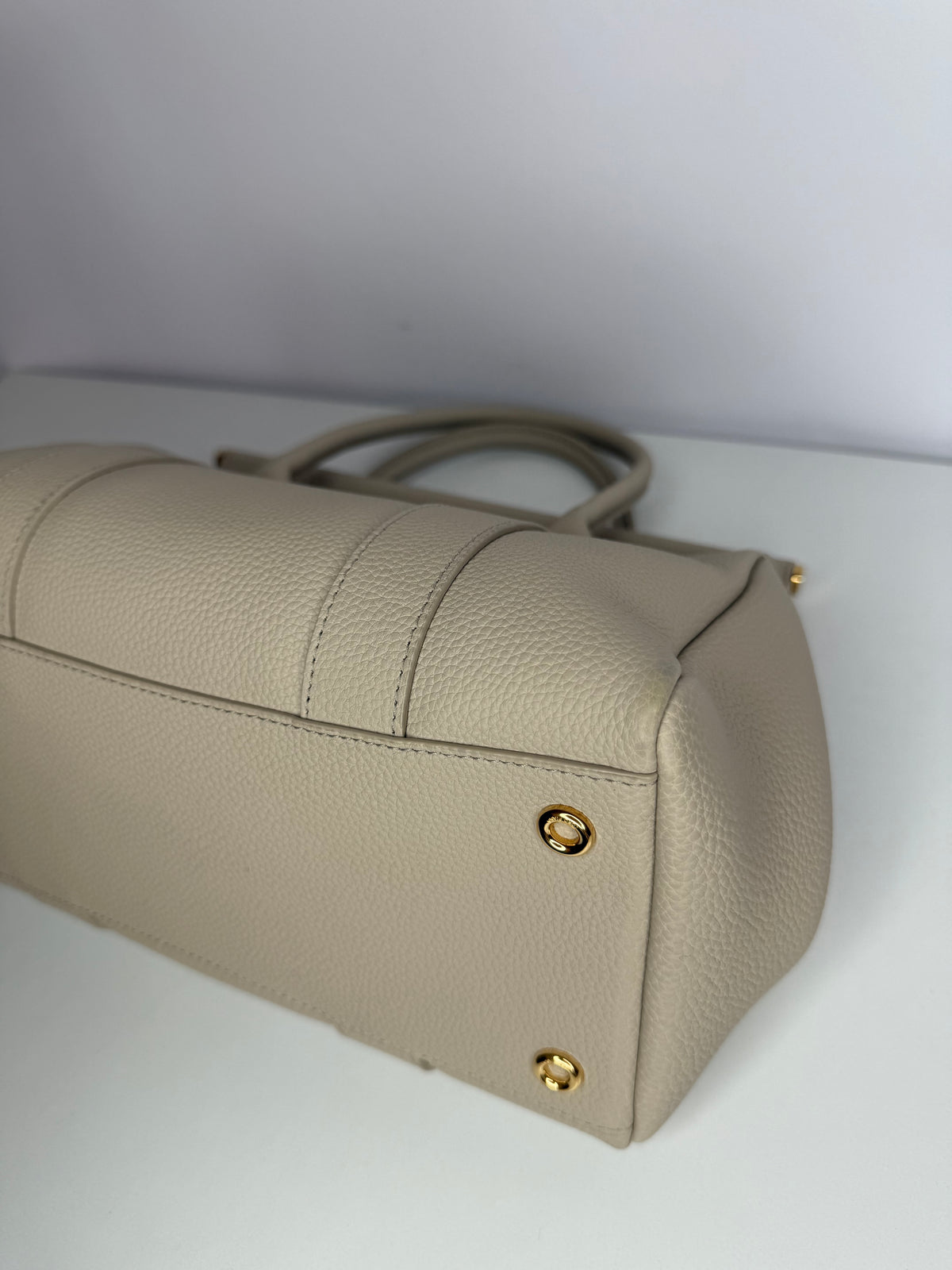 Loro Piana Loom bag L25 Grained Calfskin Light Travertine/Sun Gold