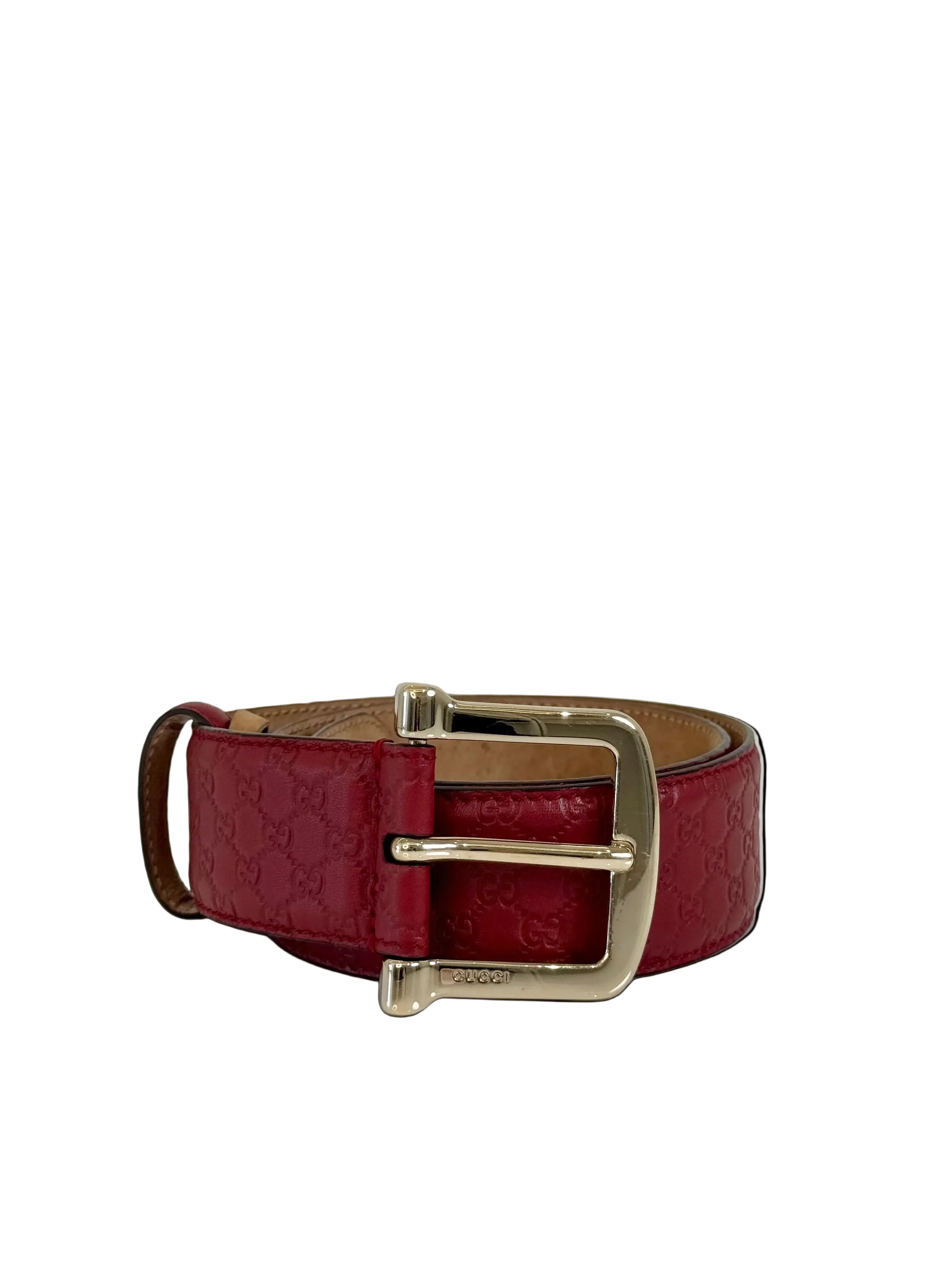 Gucci Red MicroGuccissima Leather Belt