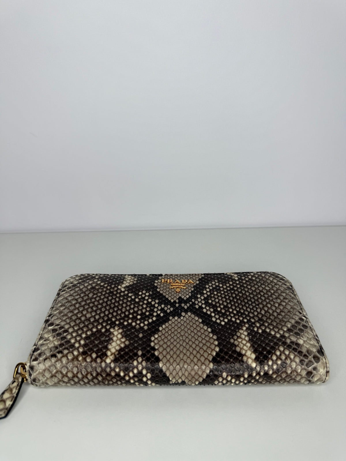 Prada Beige Python Leather Continental Wallet