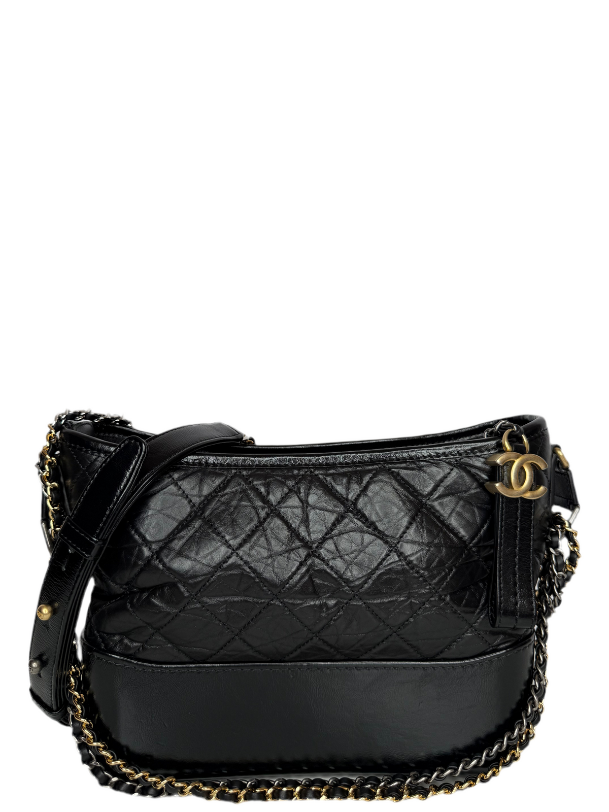 Chanel Black Quilted Aged Leather Gabrielle Hobo Bag
