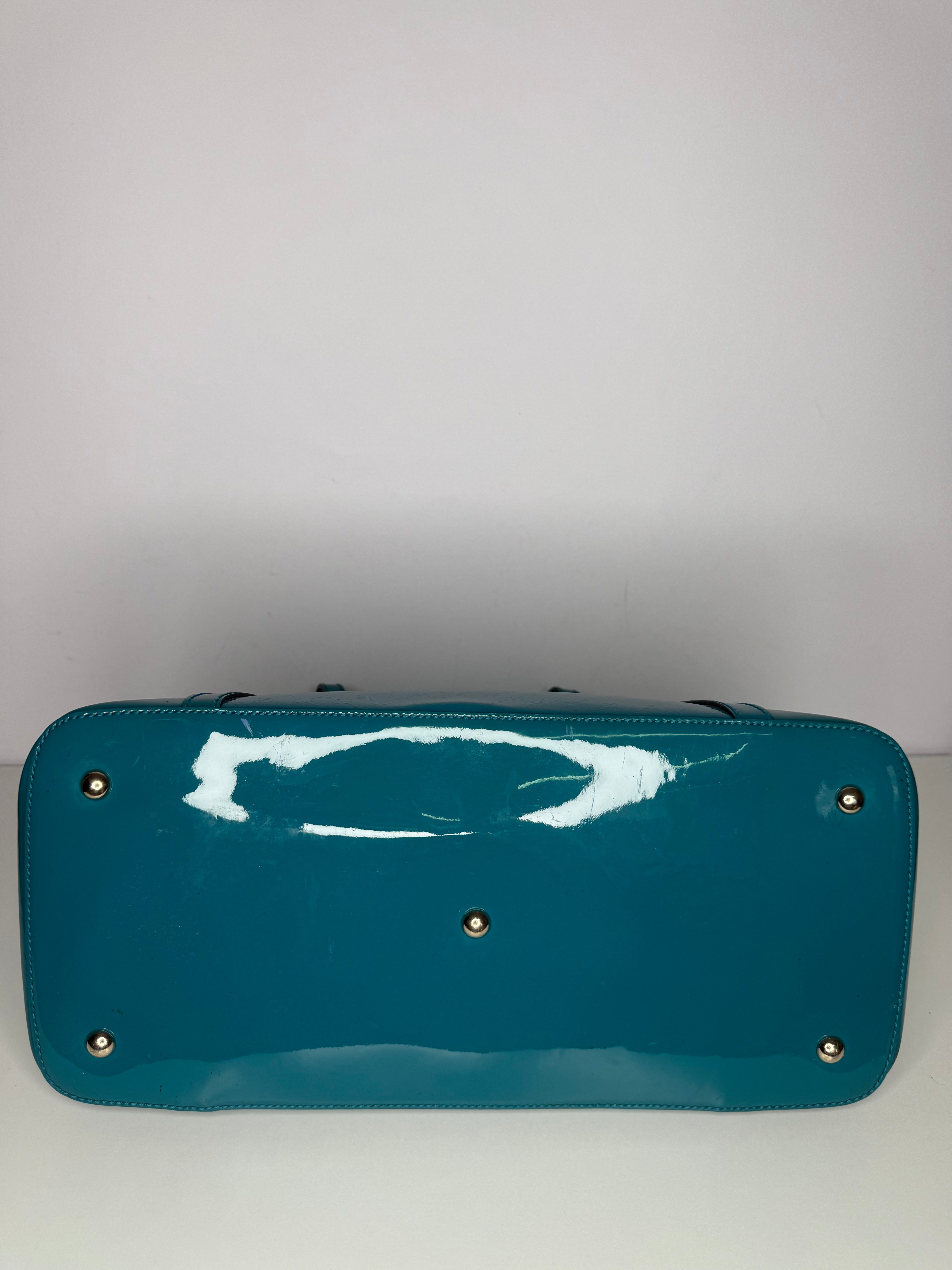 Gucci Patent Microguccissima Medium Nice Top Handle Dome Bag Deep Cobalt