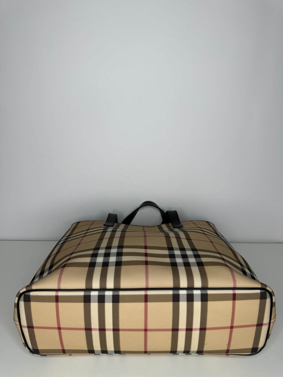 Burberry Beige House Check Canvas And Leather Tote