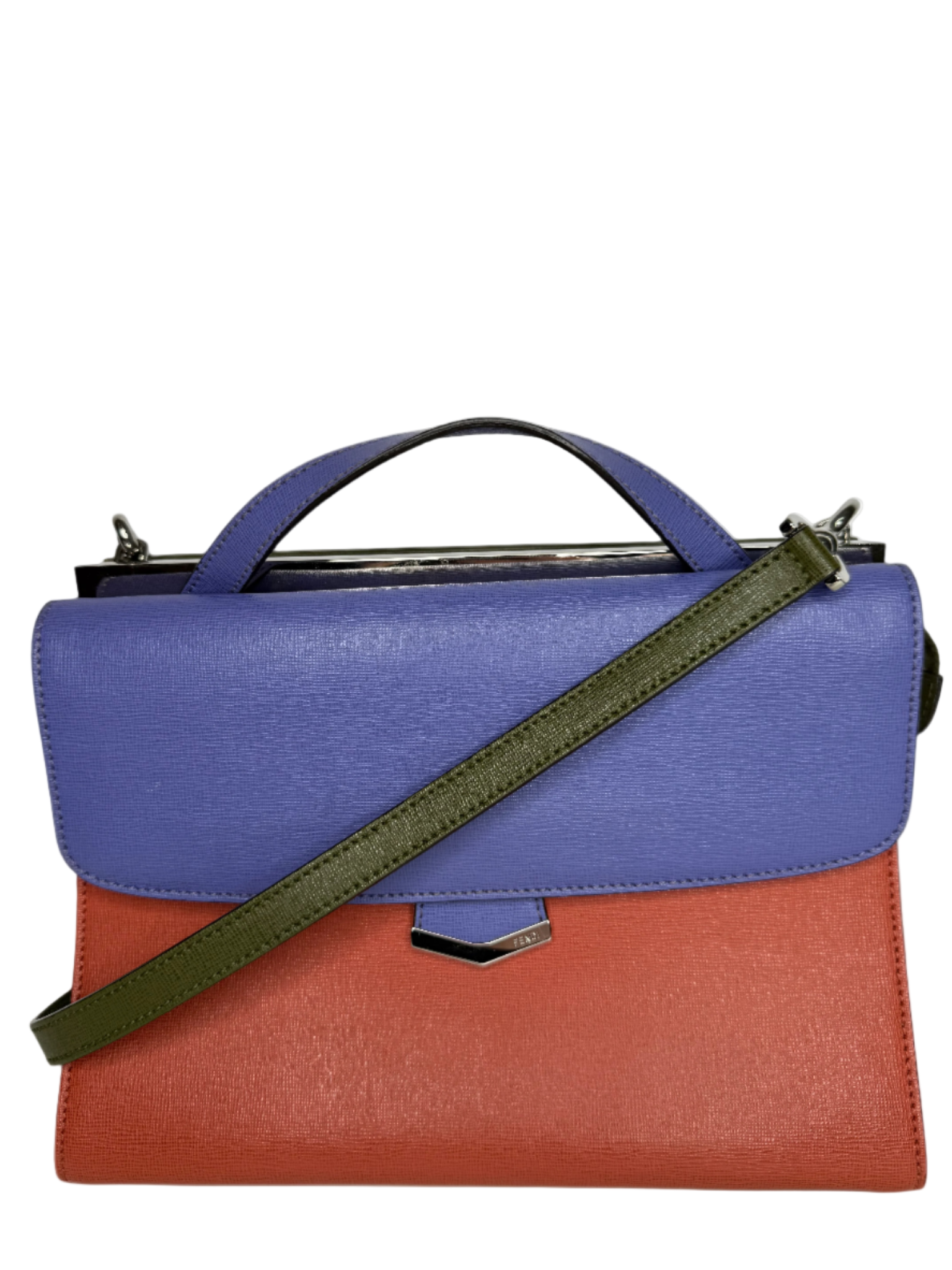 Fendi Tri Color Leather Small Demi Jour Top Handle Bag