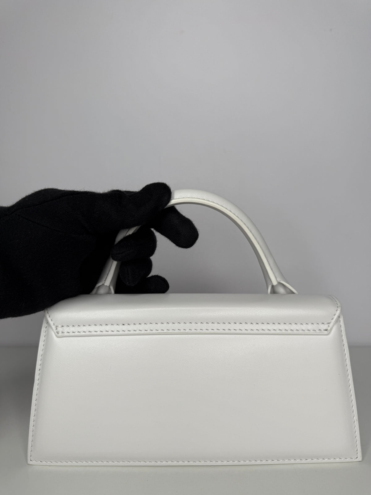 Jacquemus Le Chiquito Long White Smooth Leather Top Handle Bag
