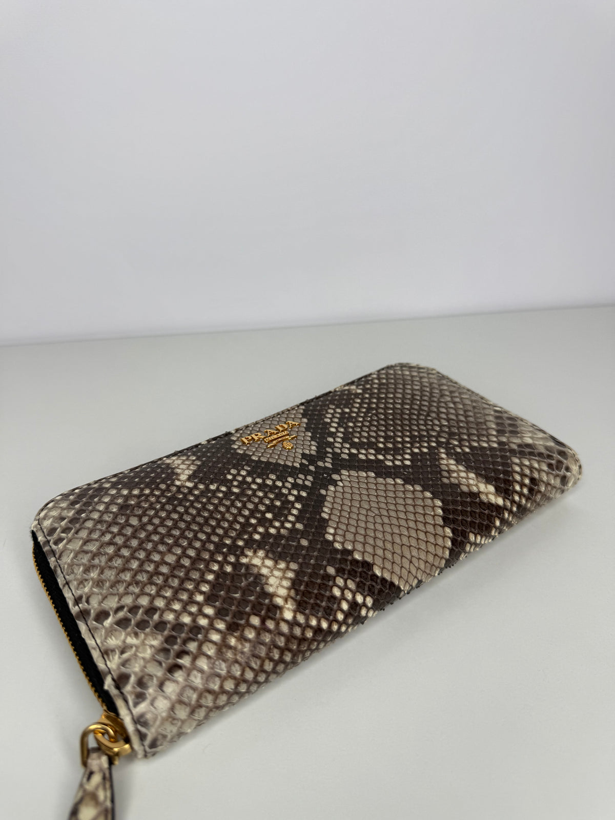 Prada Beige Python Leather Continental Wallet
