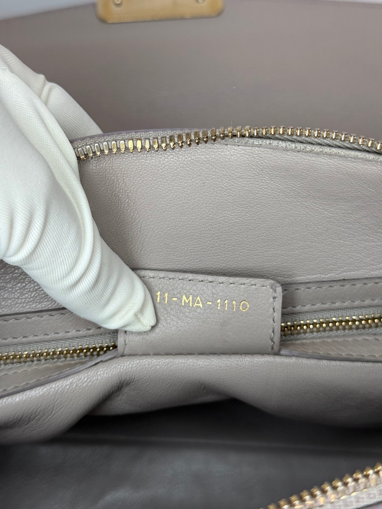 Christian Dior Grey Leather New Lock Top Handle Bag