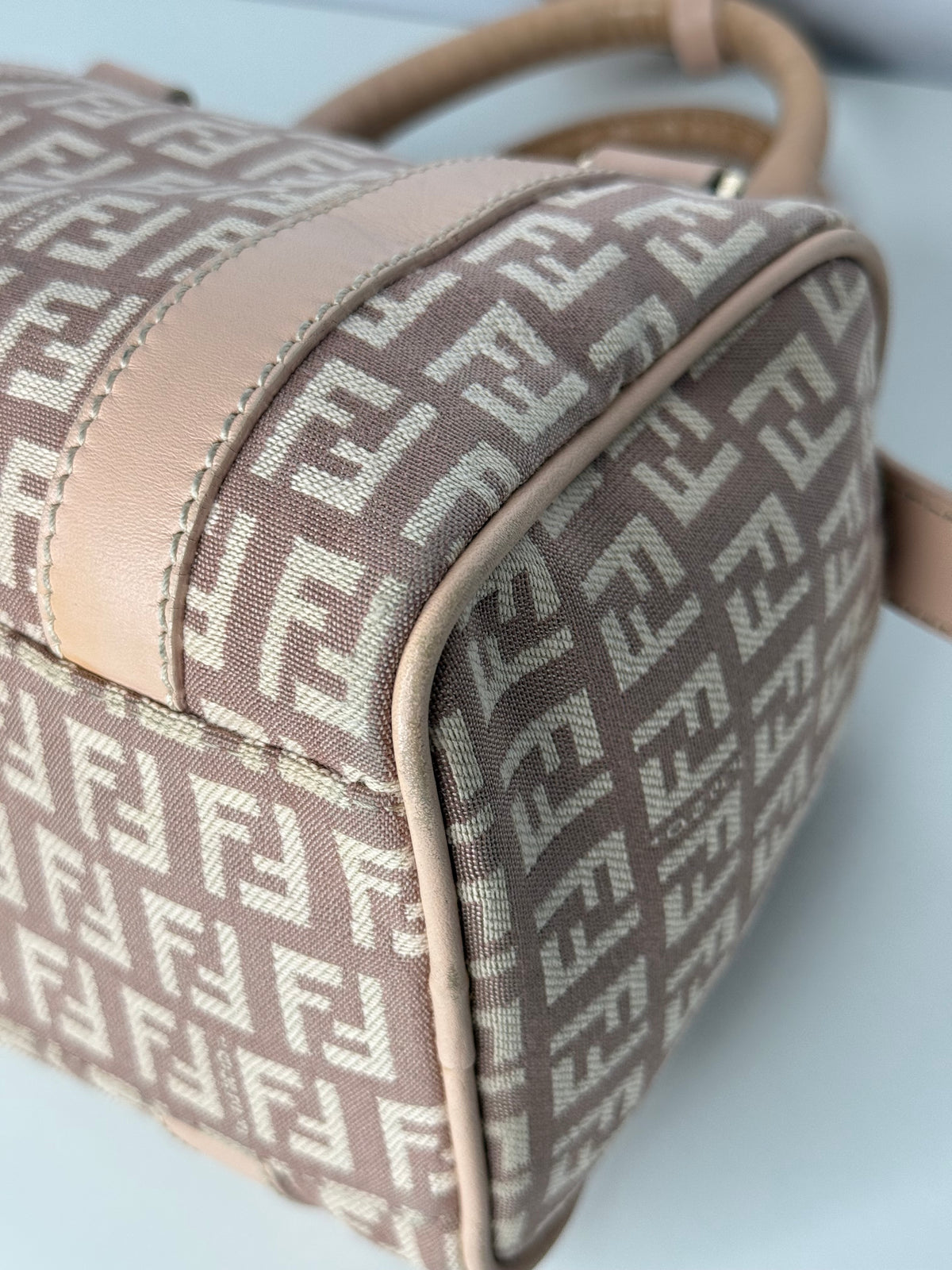 Fendi Zucchino Canvas Mini Boston Bag Pink