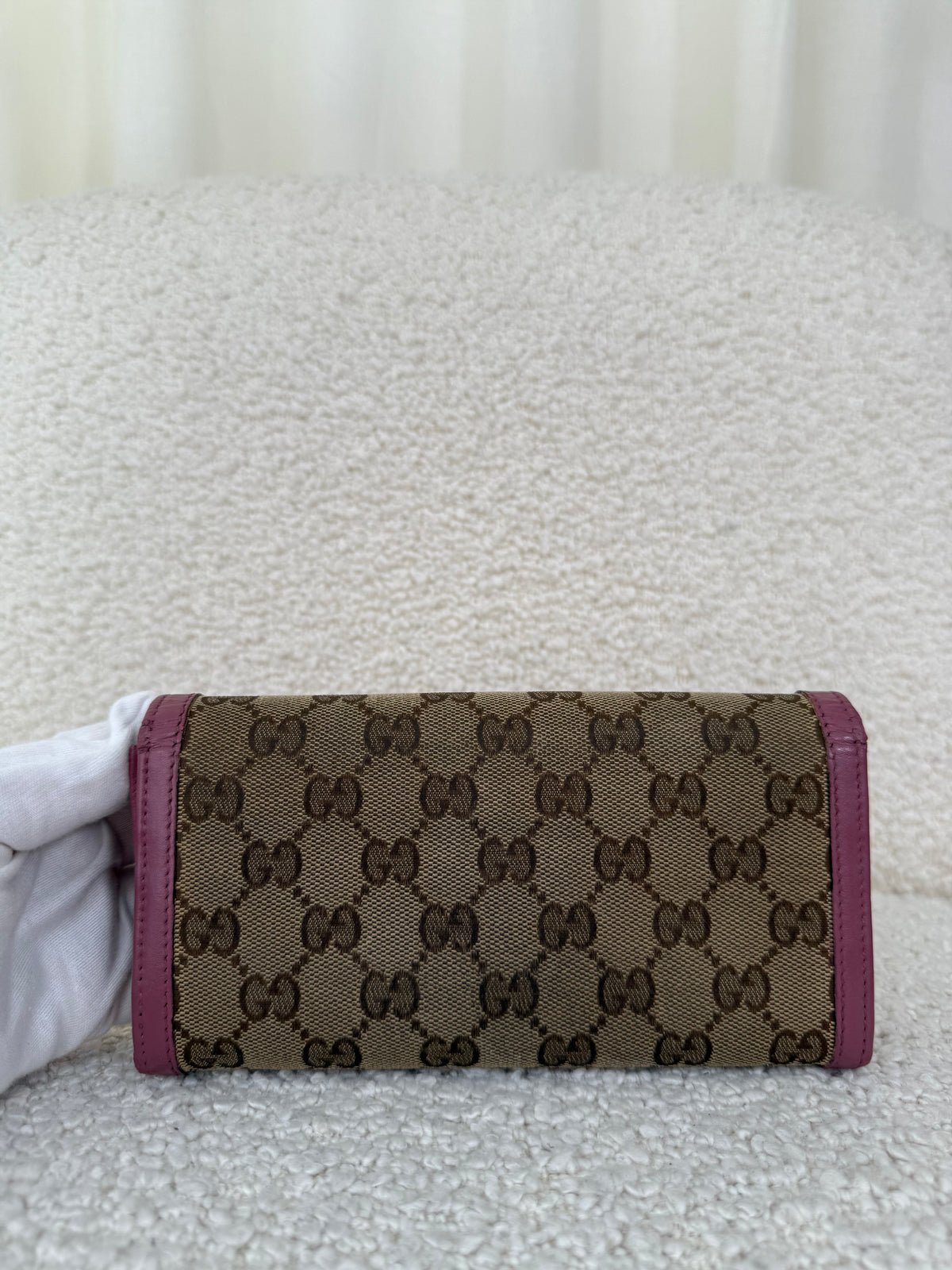 Gucci GG Interlocking Canvas Bifold Long Wallet Pink