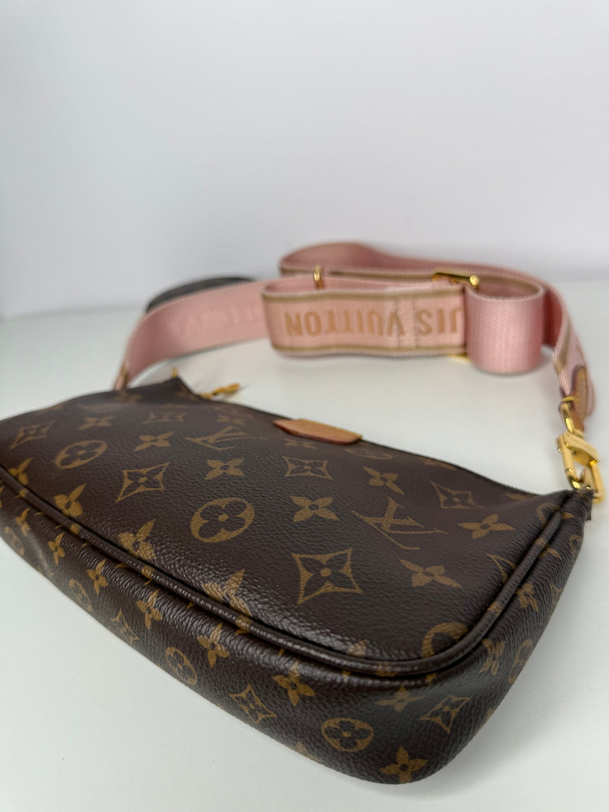Louis Vuitton Multi Pochette Accessoires Rose Clair Strap Monogram Canvas