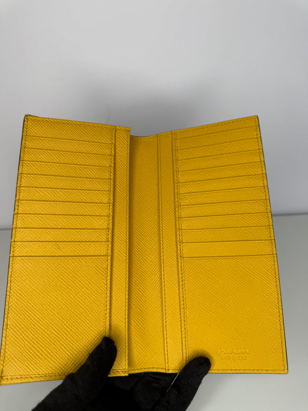 Prada Grey Saffiano Leather Bi Fold Long Wallet