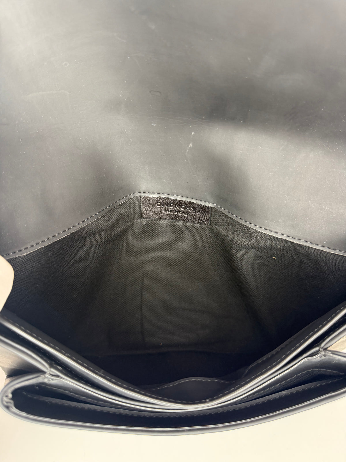 Givenchy Rubber Effect Black Calfskin Leather Antigona Envelope Clutch