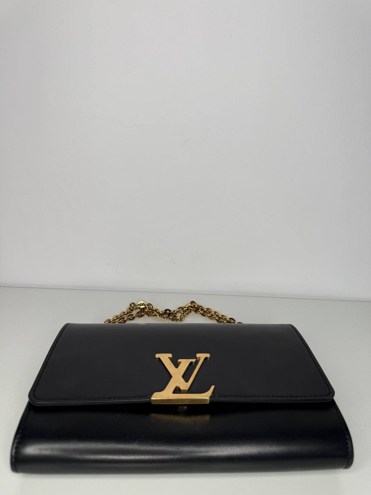 Louis Vuitton Louise Black Calfskin Chain Clutch