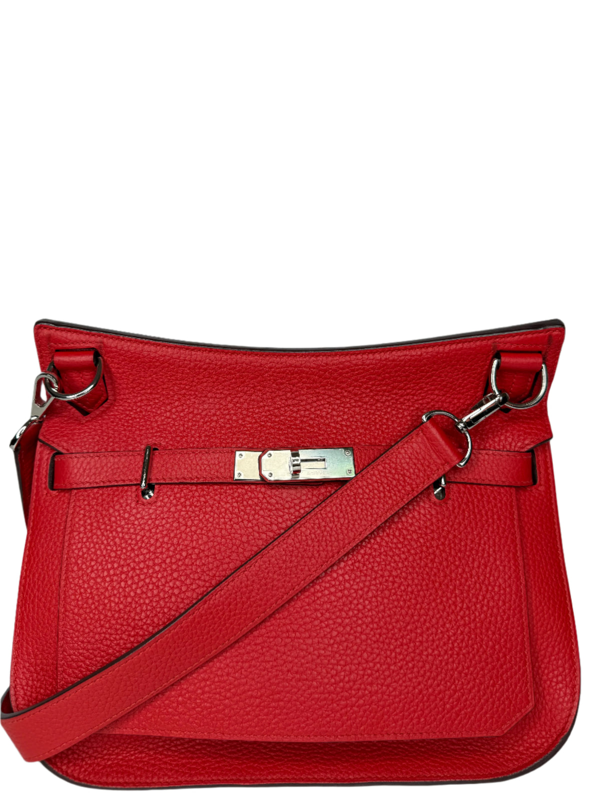Hermes Jypsiere 28 Rouge Casaque Clemence Leather Palladium Hardware
