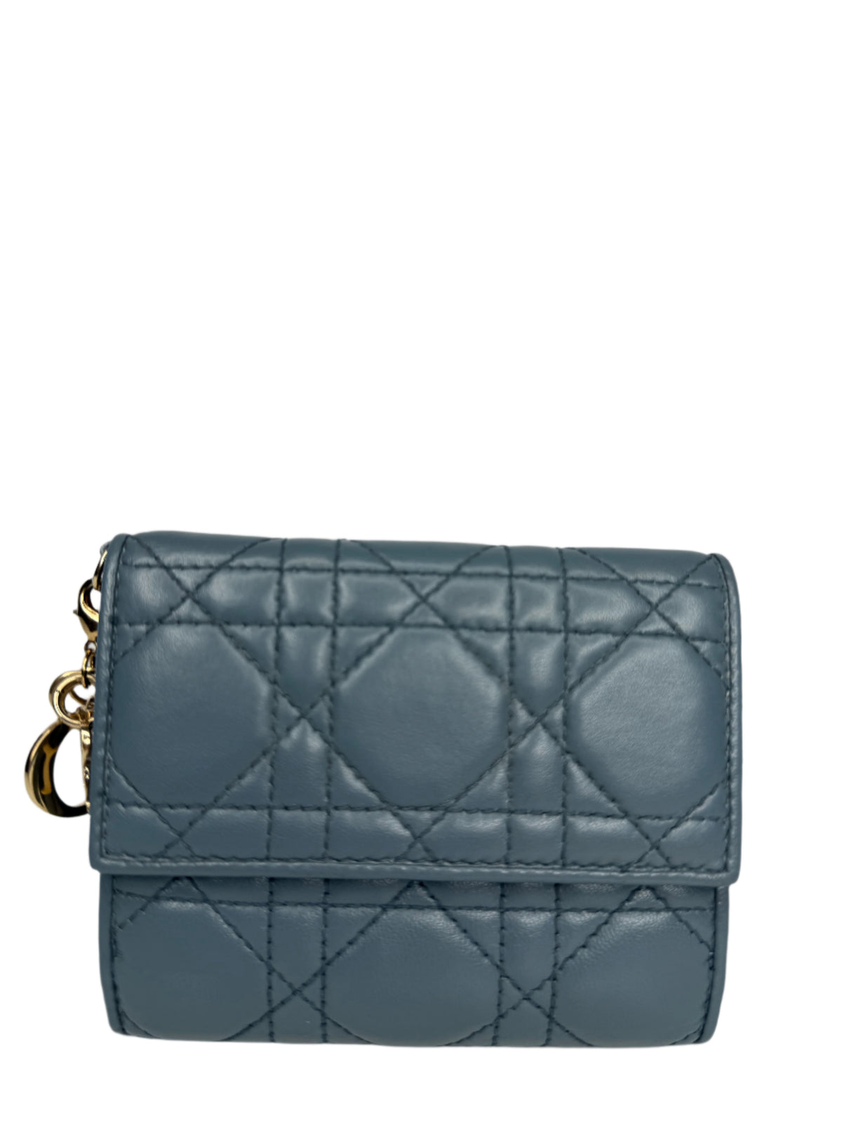 Christian Dior Lady Dior Lotus Wallet Deep Blue Cannage Lambskin