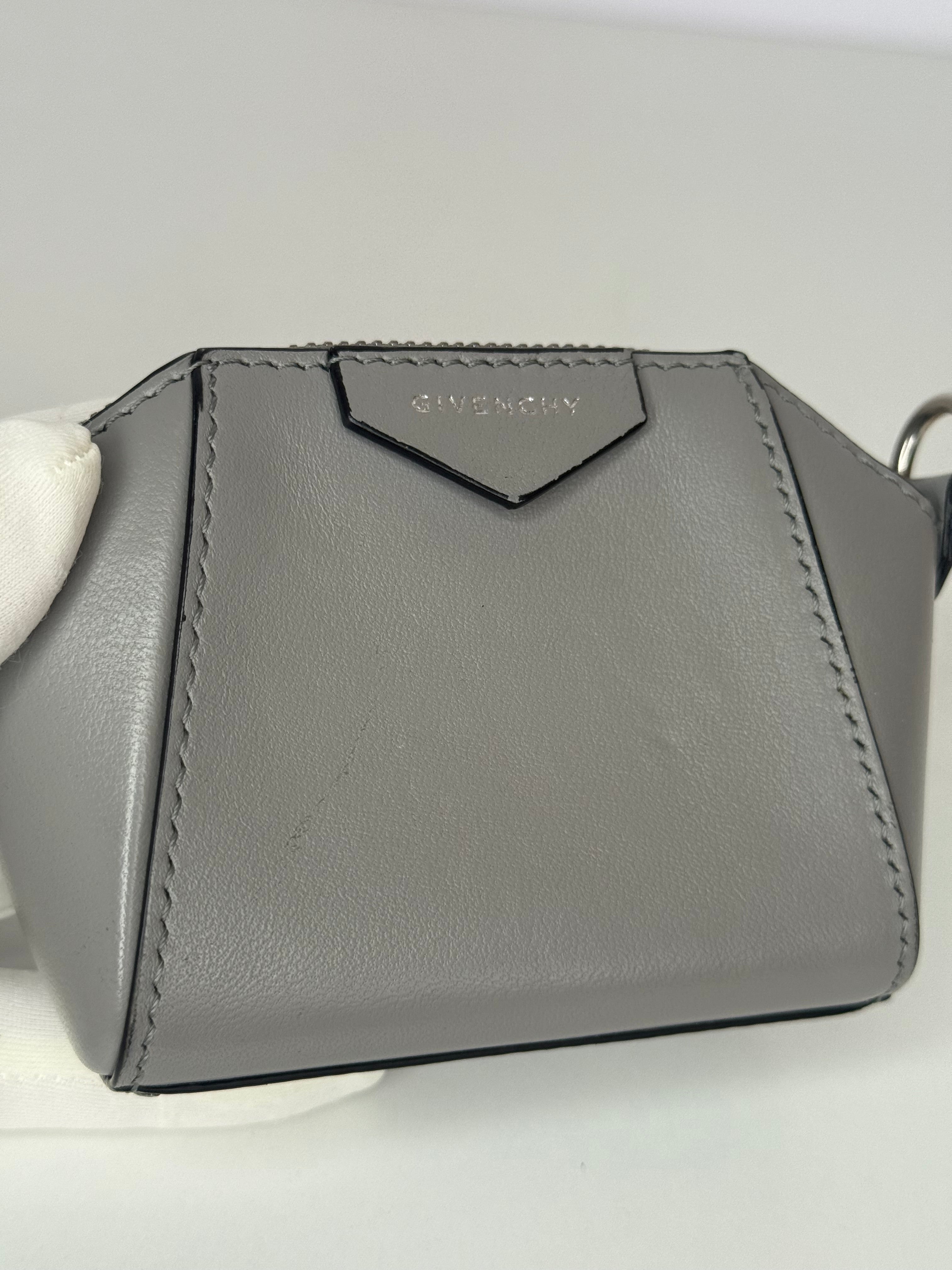Givenchy Baby Antigona Grey Leather with Chain Mini Bag/Charm