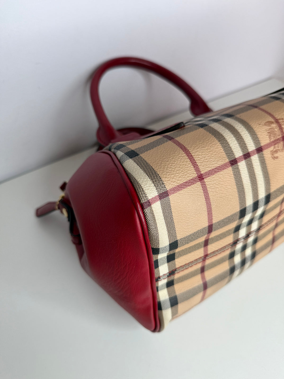 Burberry Red Haymarket Panel Blaze Bag