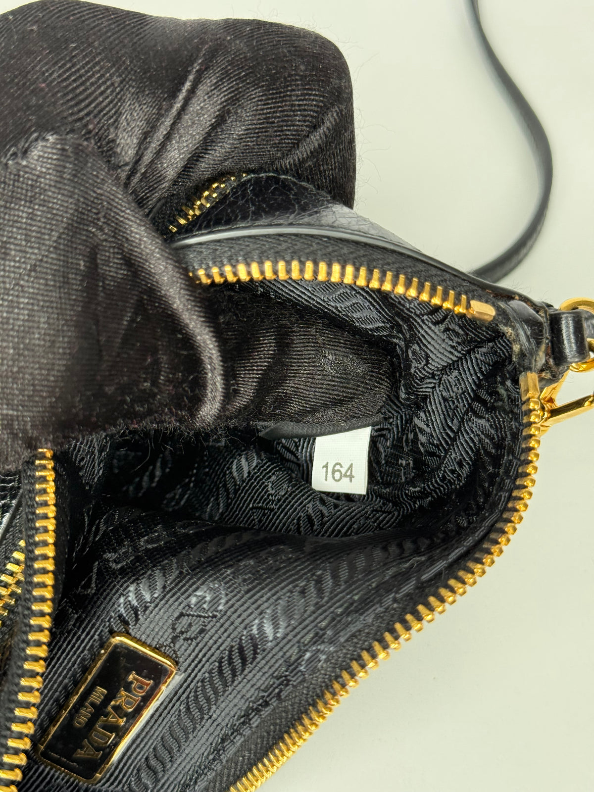 Prada Vitello Shine Zip Crossbody Bag Black