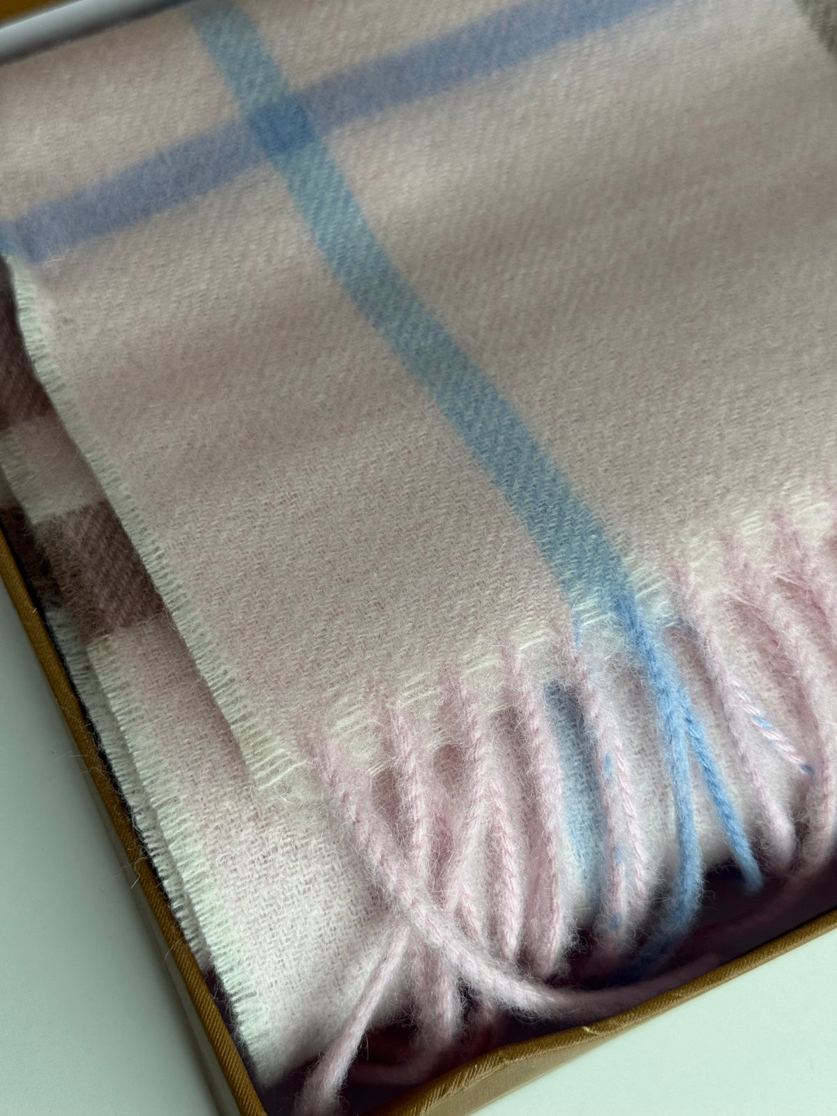 Burberry Classic Baby Pink Check Cashmere Scarf